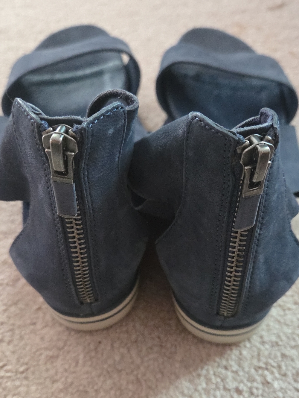 Eileen Fisher Blue Nubuck Platform Sandal 9 - Picture 10 of 10